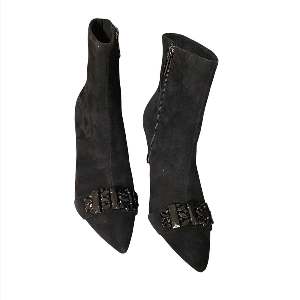 Beautiful Karl Lagerfeld Suede Jeweled Booties